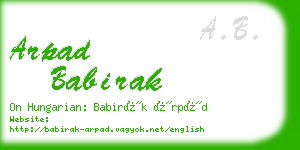 arpad babirak business card
